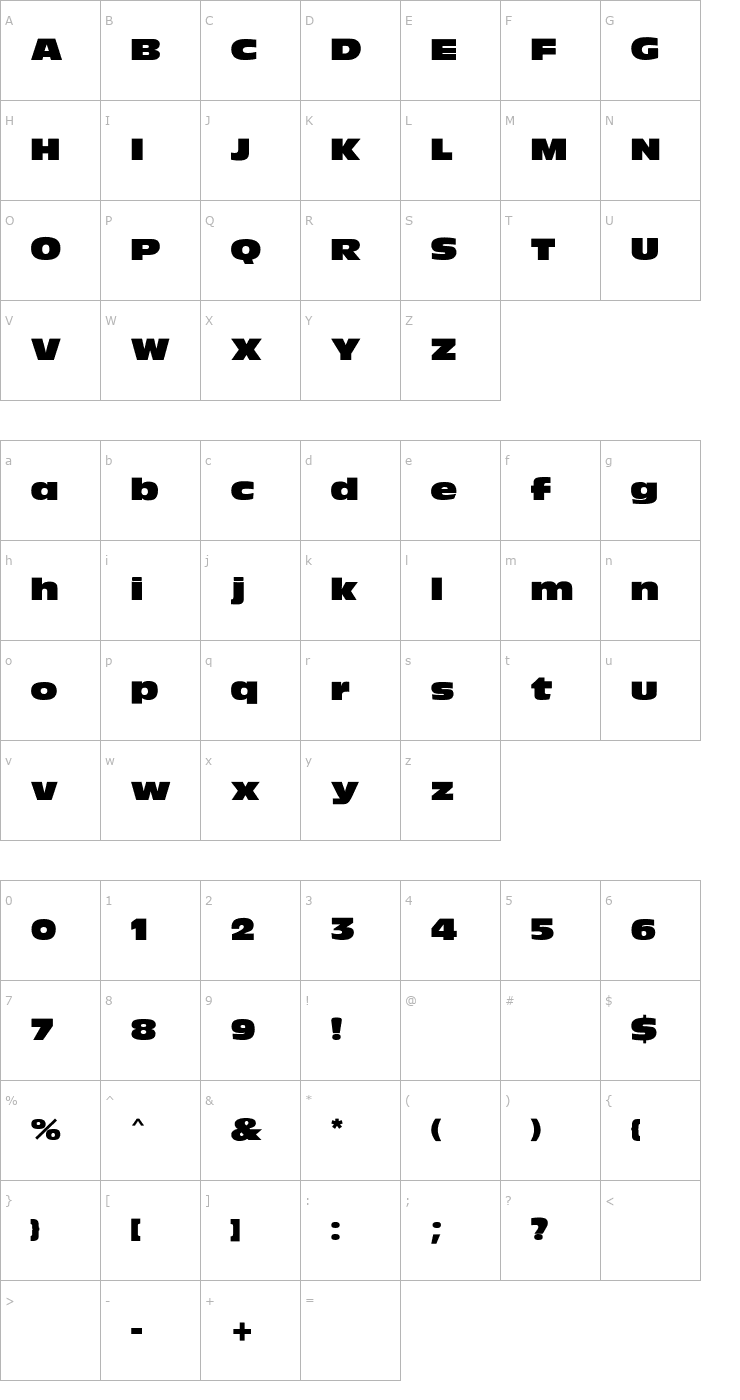 Character Map Olive Nord MN Font