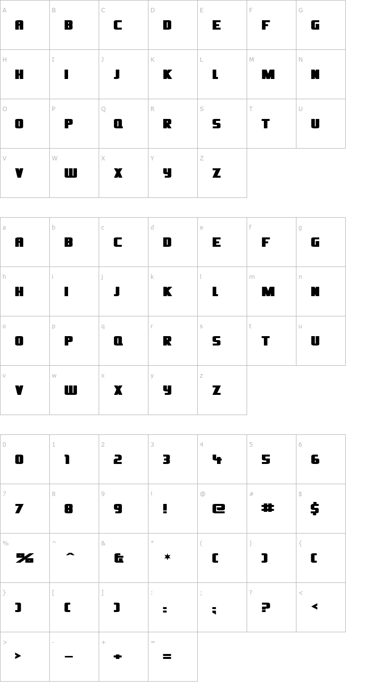 Character Map Oliver'sBarney Font