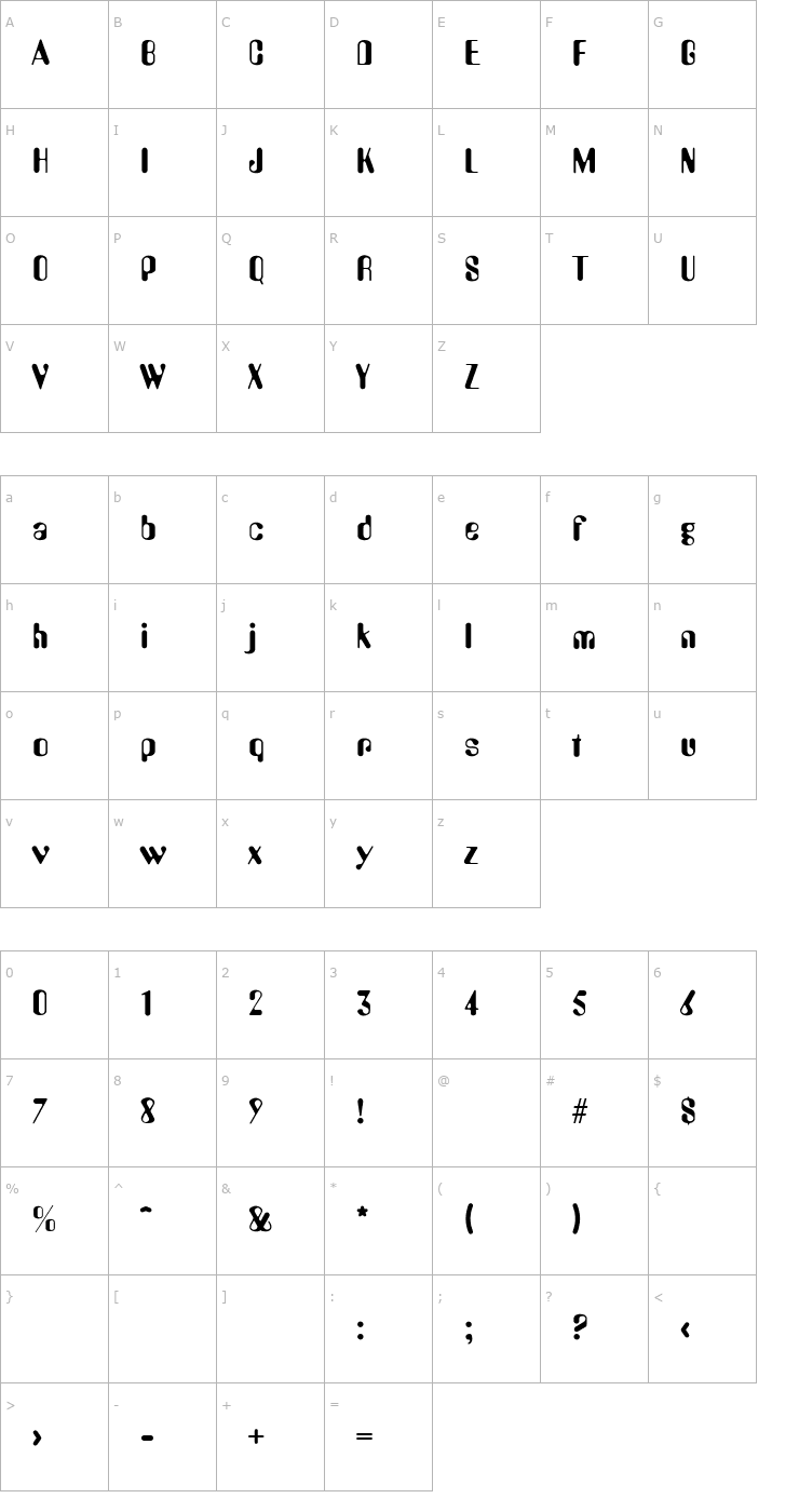 Character Map OliviaBecker Font