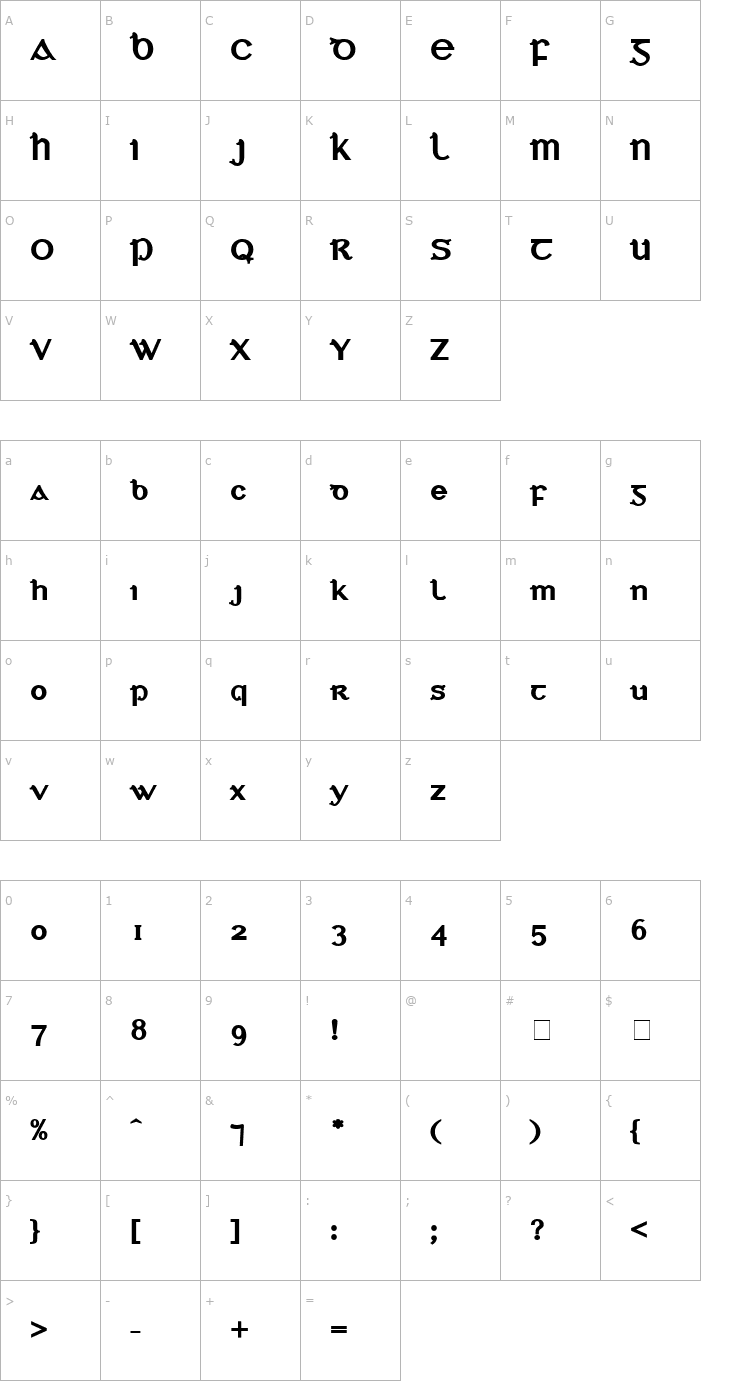 Character Map Ollchló Font