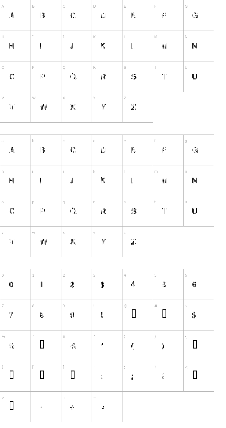 Character Map Ollie Guilty Font