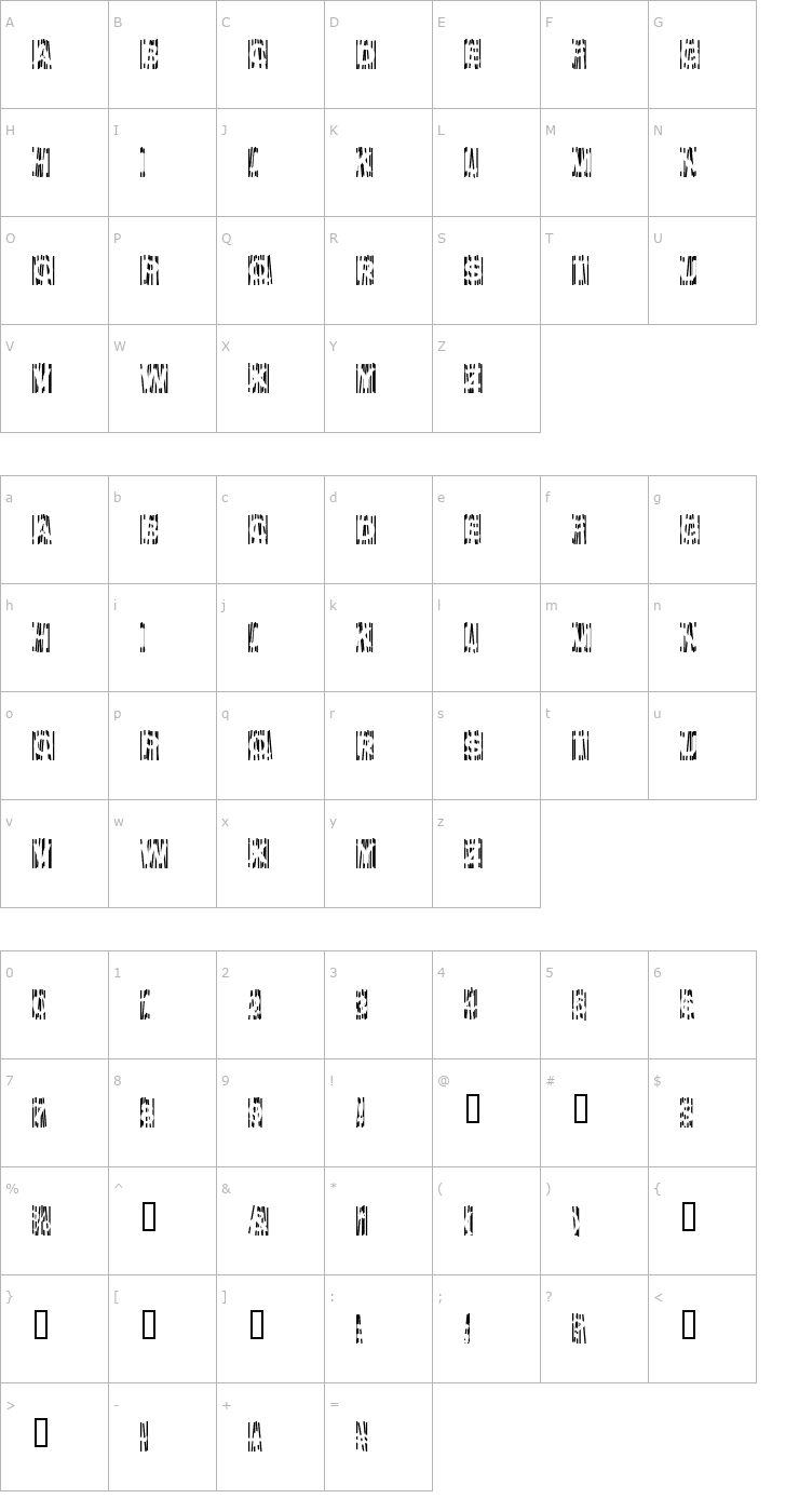 Character Map Ollie NotGuilty Font