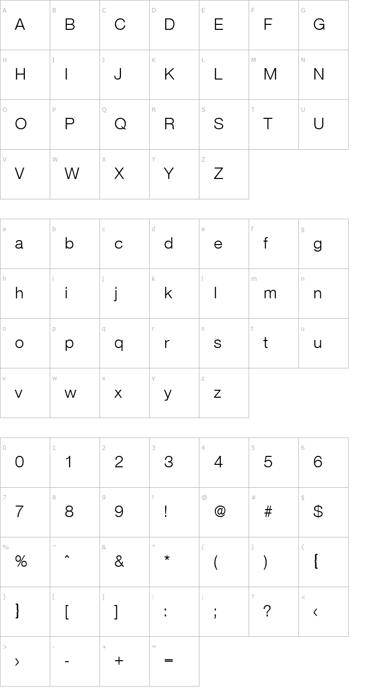 Character Map Olnova-Regular Font