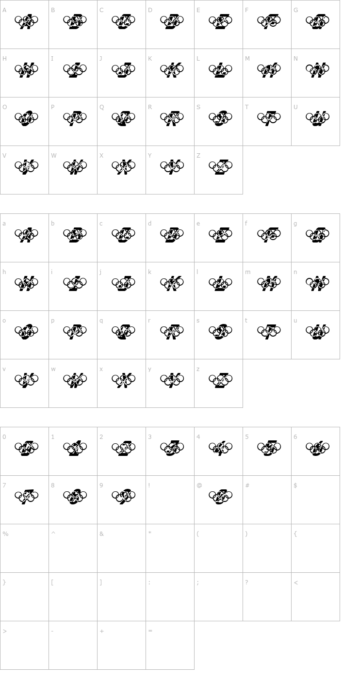 Character Map Olympia 2000 Font