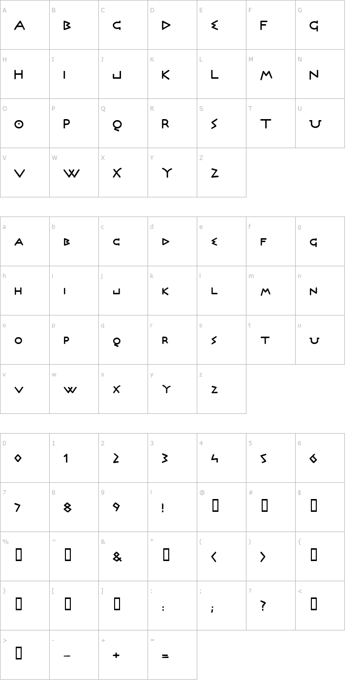 Character Map Olympus Bold Font