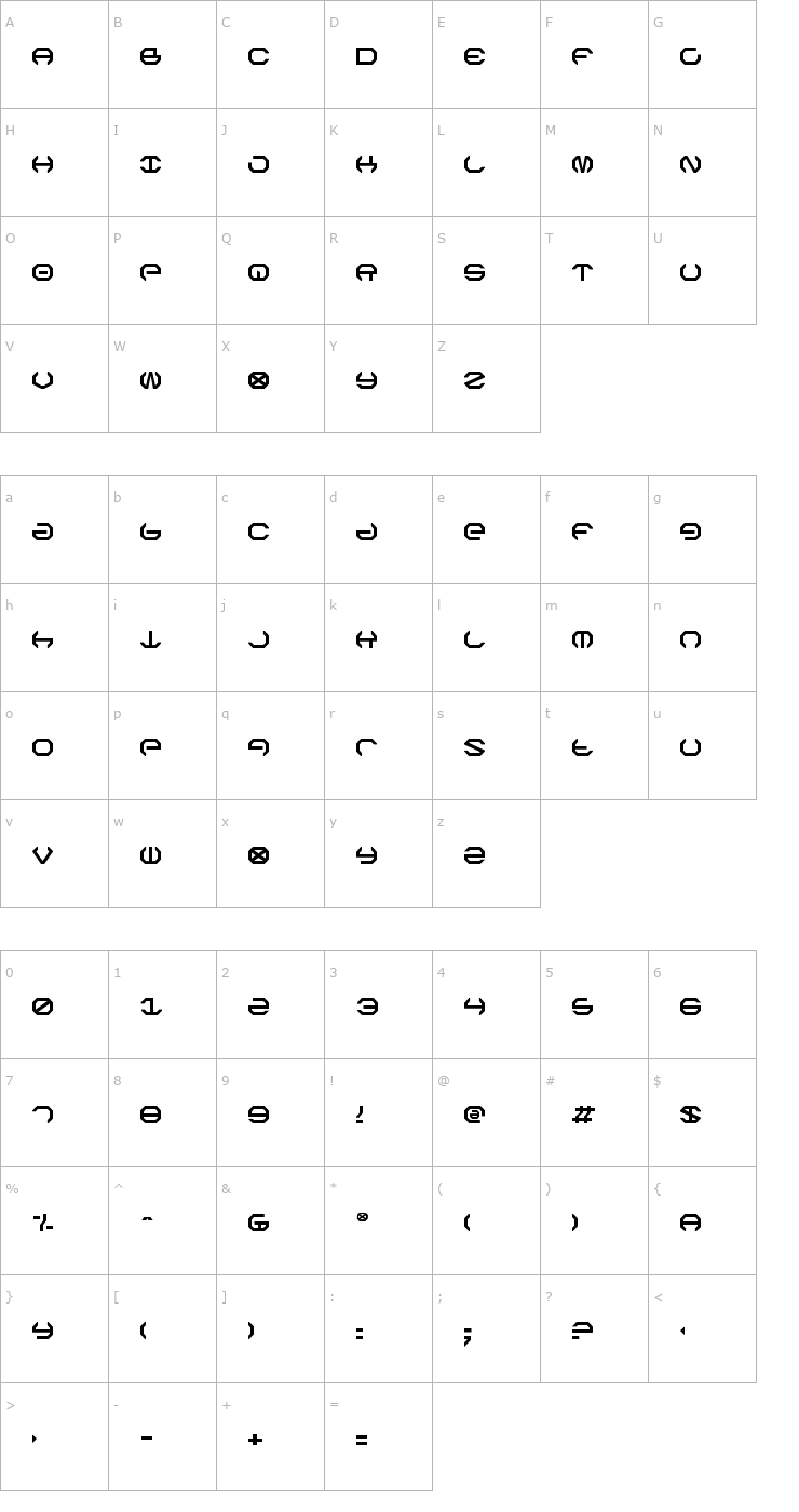 Character Map Omega Sentry Font
