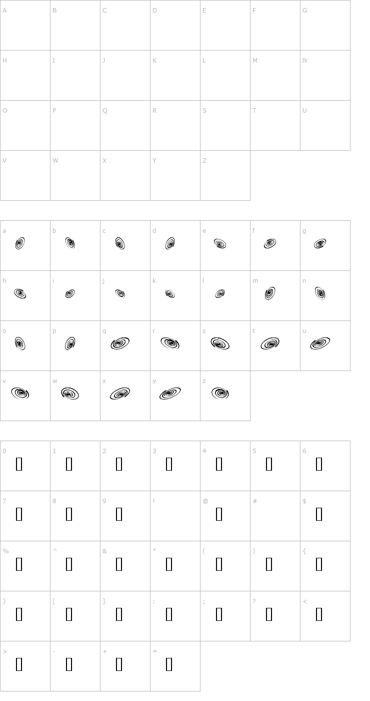 Character Map OMEGASwirls Font