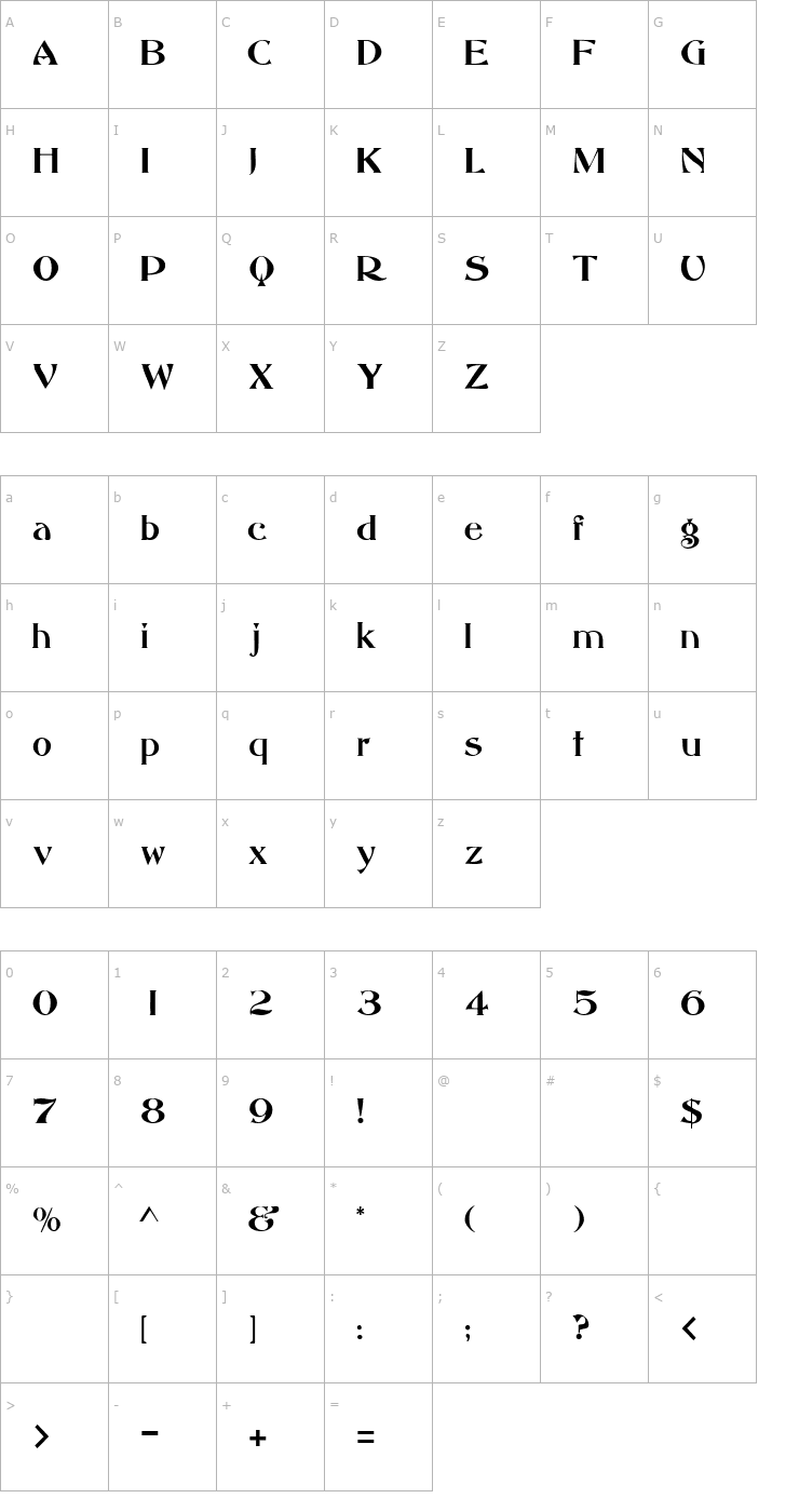 Character Map Omneco Font