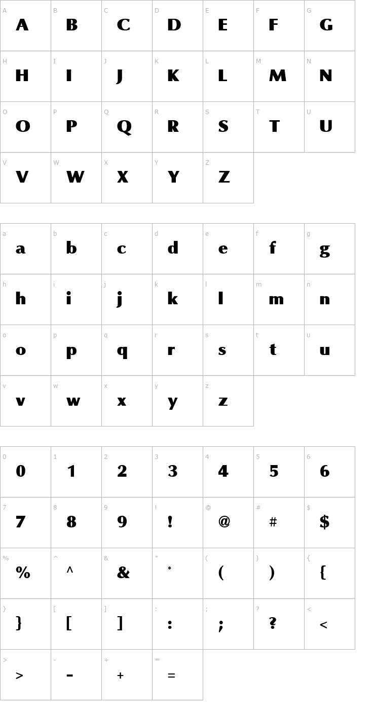 Character Map Omni Black Regular Font