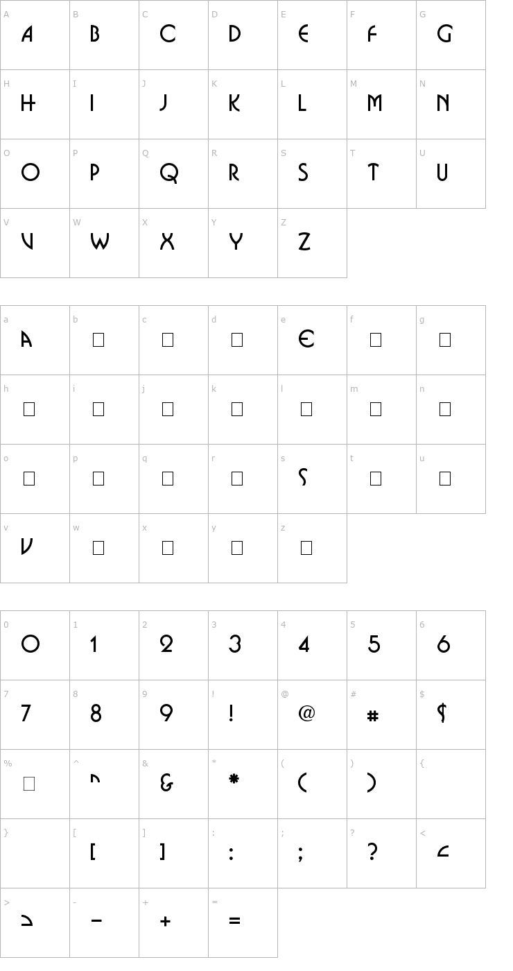 Character Map Omnibus Font