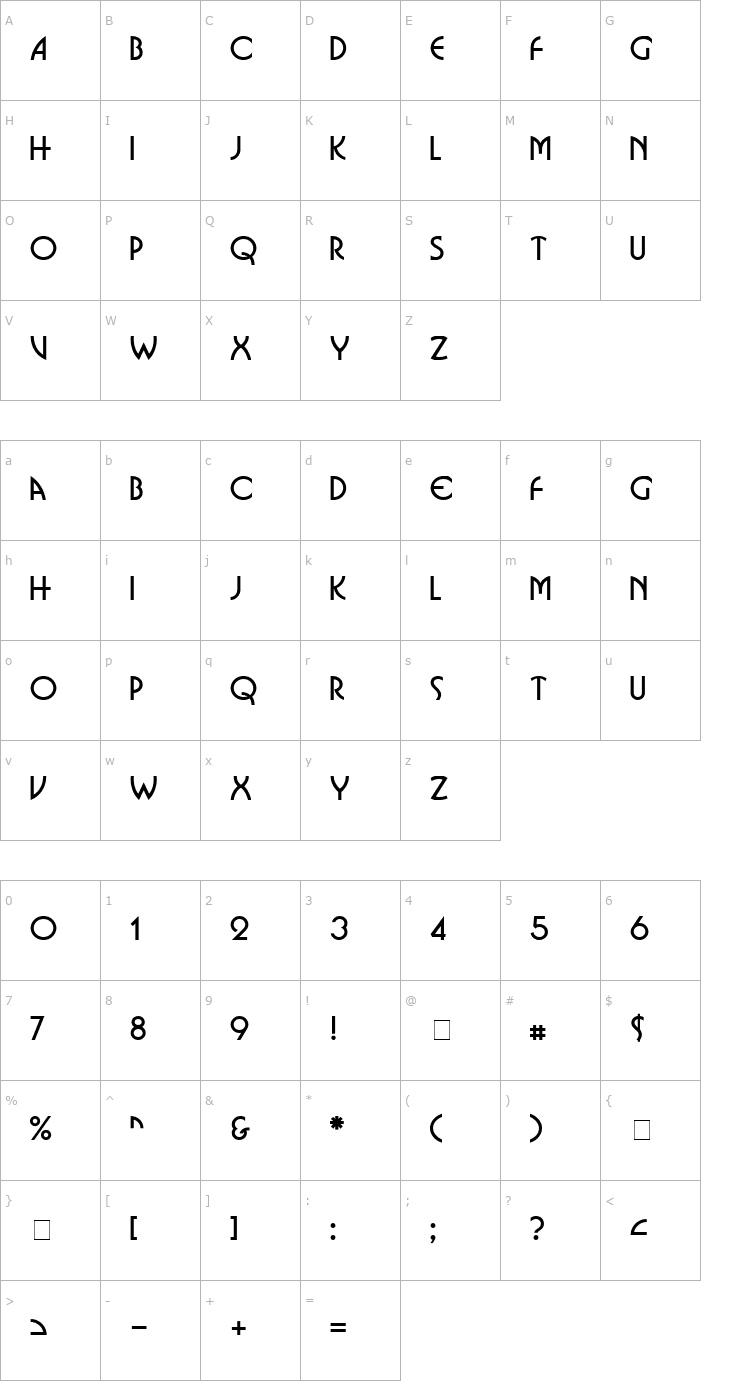 Character Map Omnibus Normal Font