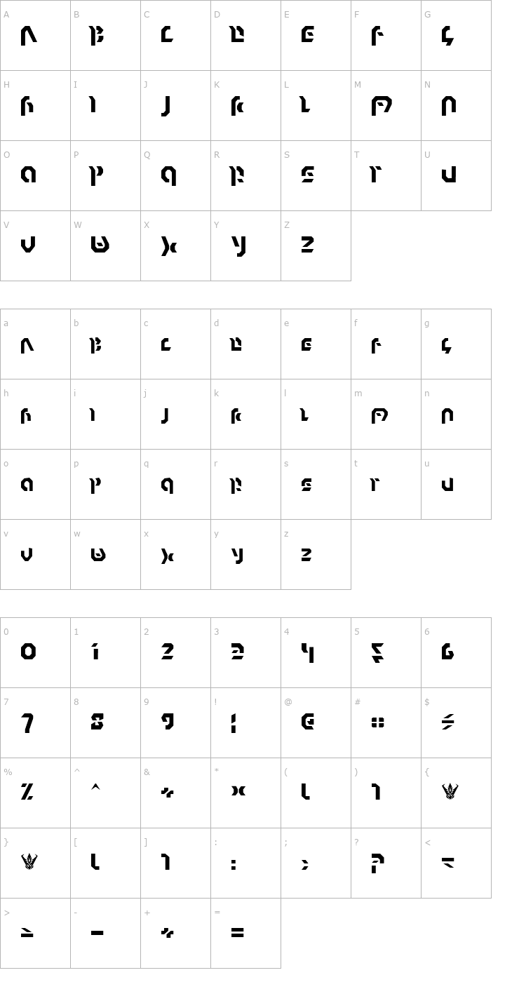 Character Map Omnicron Normal Font