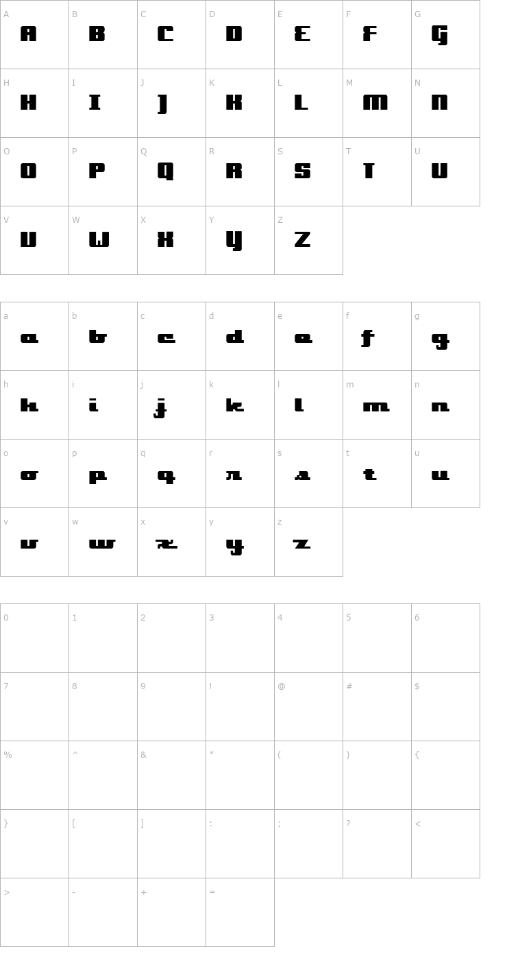 Character Map onakite Bold Font