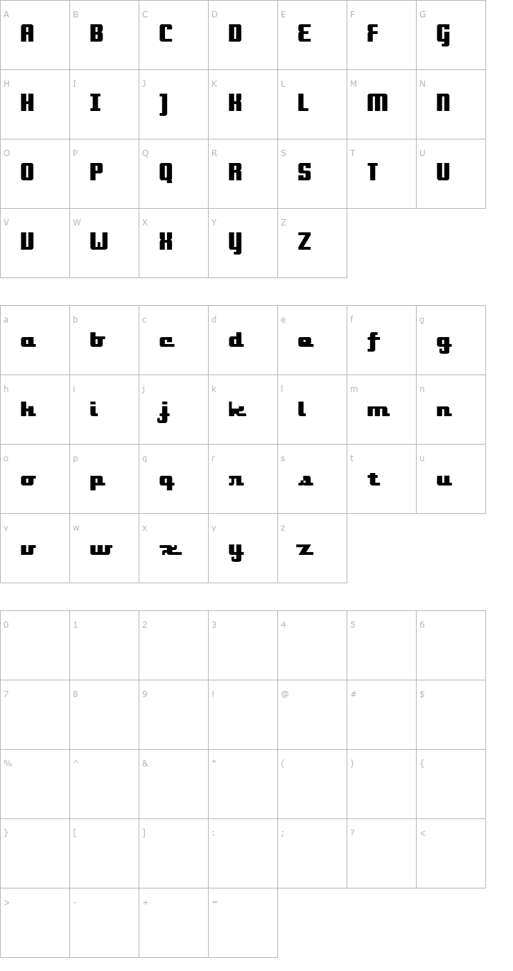 Character Map onakite Font