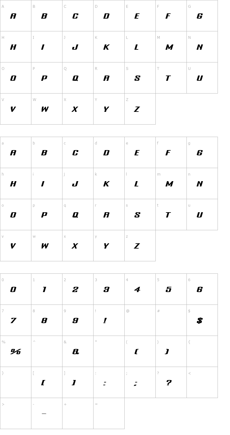 Character Map Onani Font