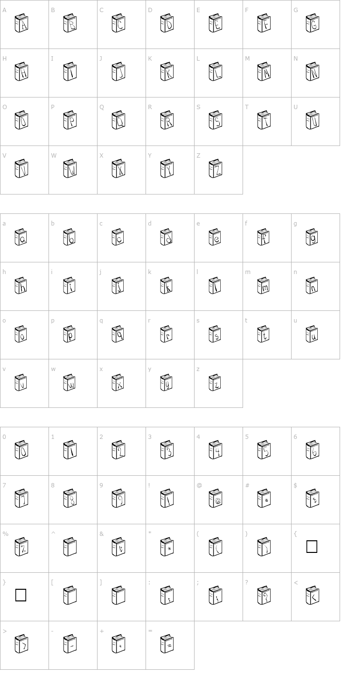 Character Map Once upon a time Font