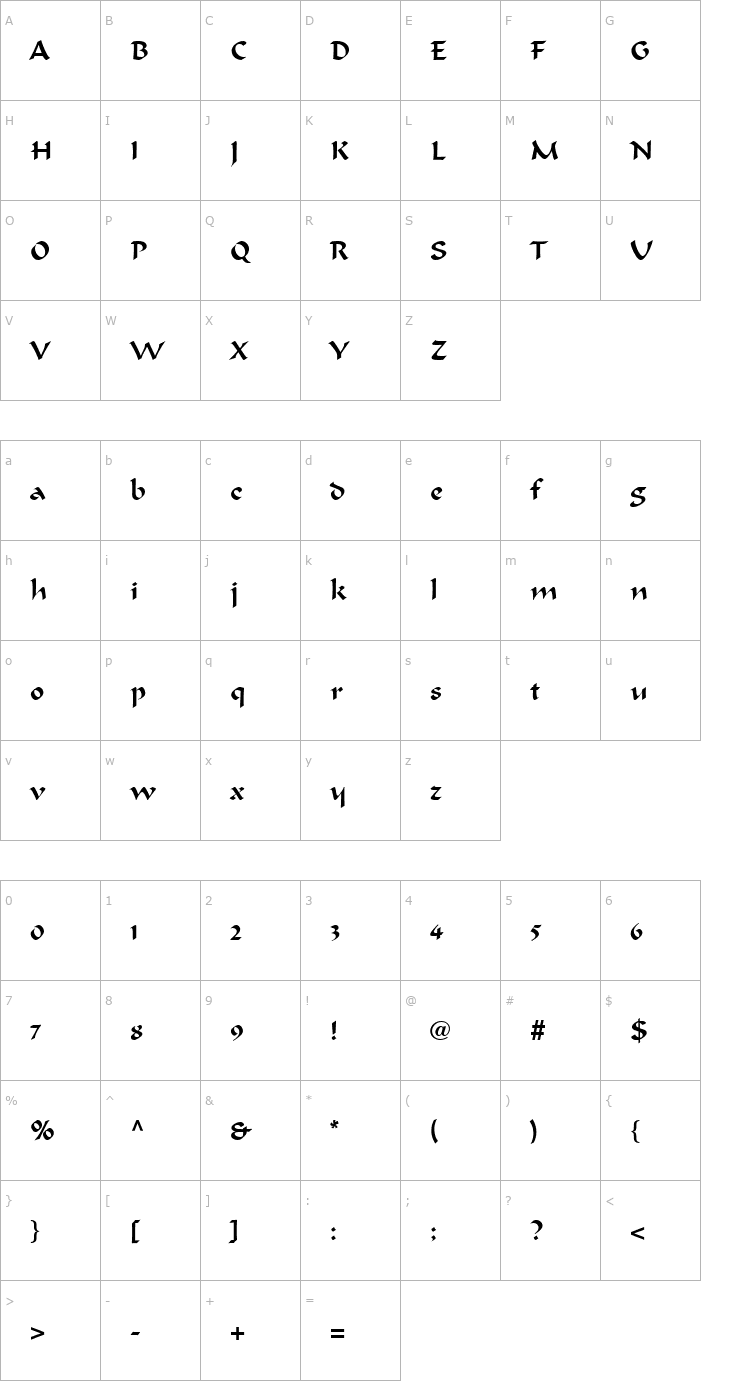 Character Map Ondine Font