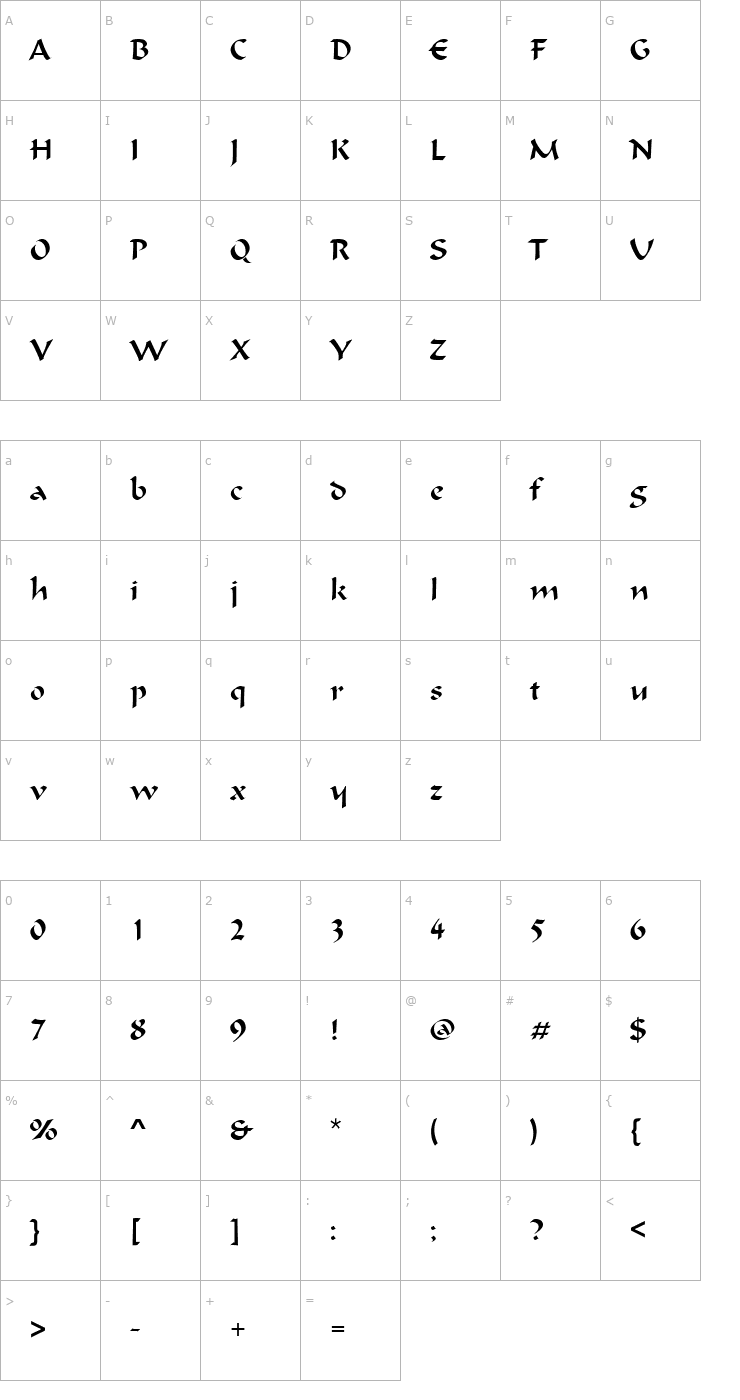 Character Map OndineD Font