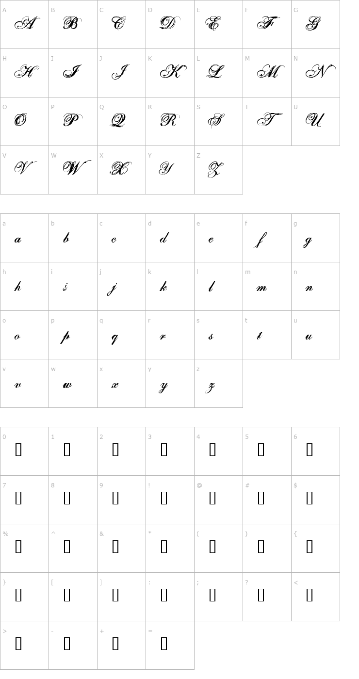 Character Map One Fell Swoop Font