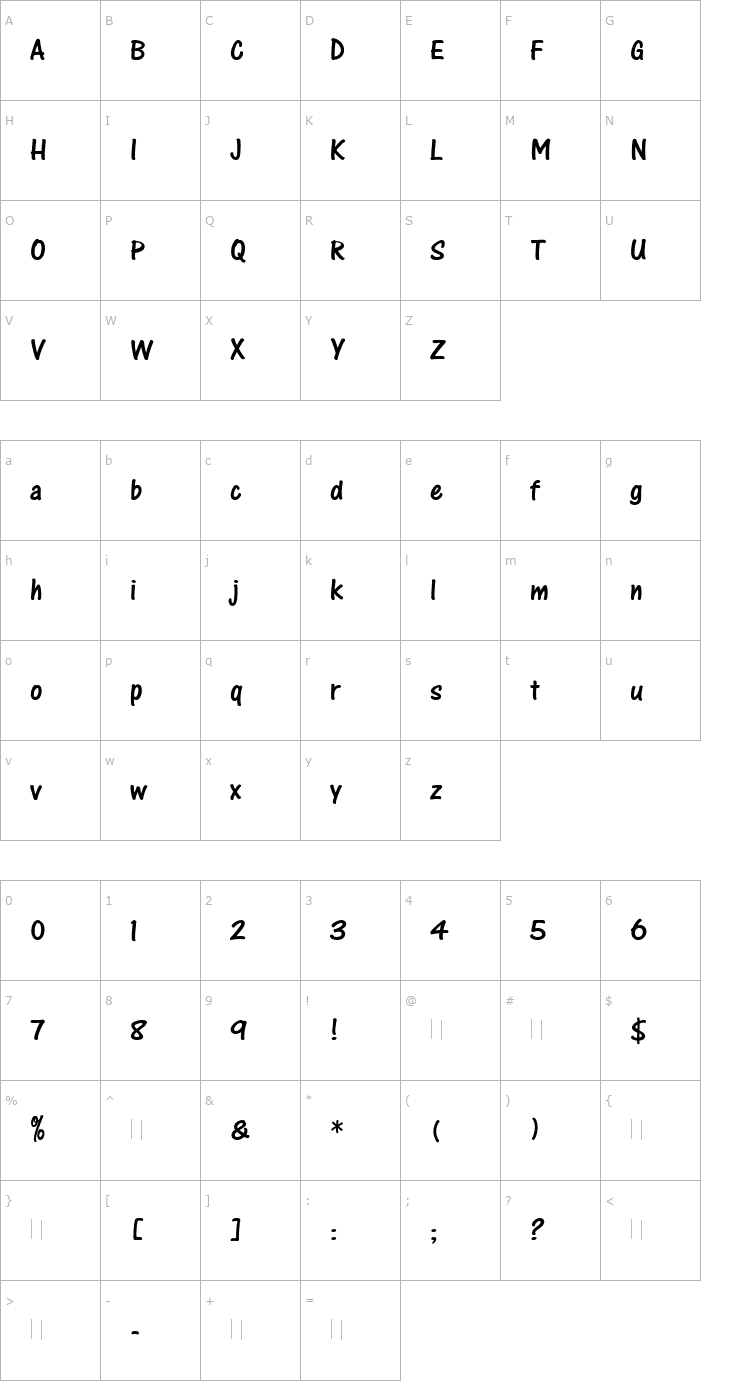 Character Map One Stroke Script Plain Font