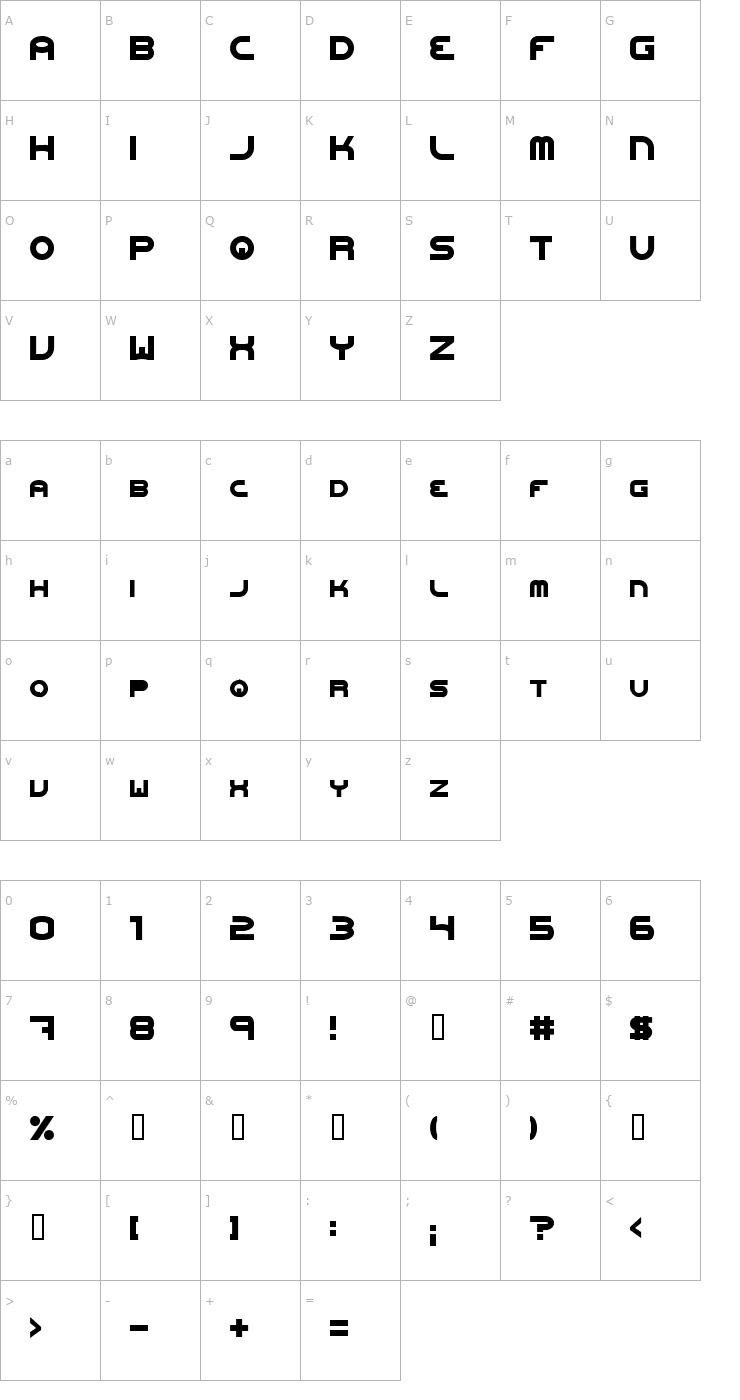 Character Map Oneworldonefuture ExtraBold Font