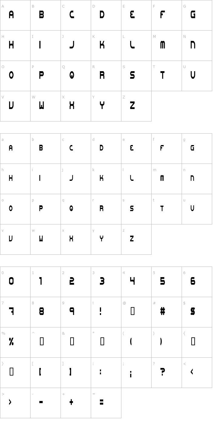 Character Map Oneworldonefuture Light Font