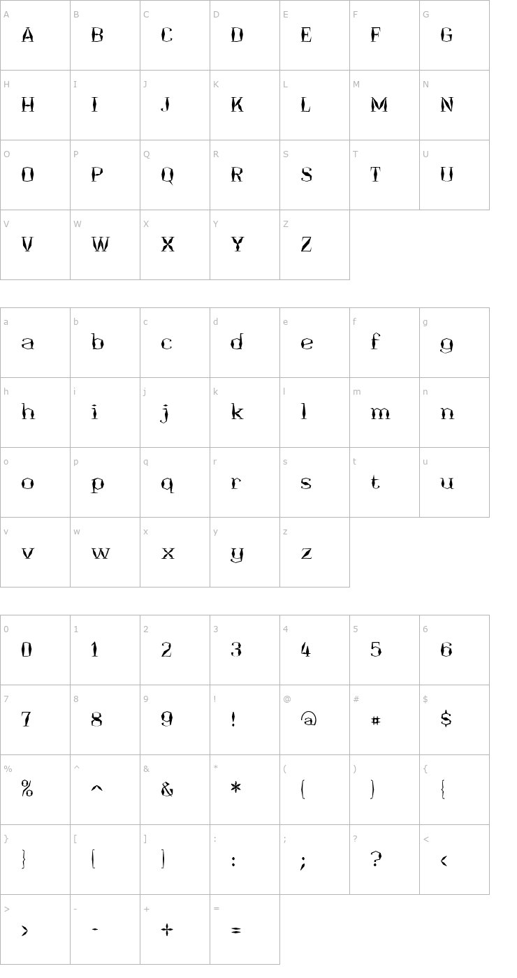 Character Map Onyon Font