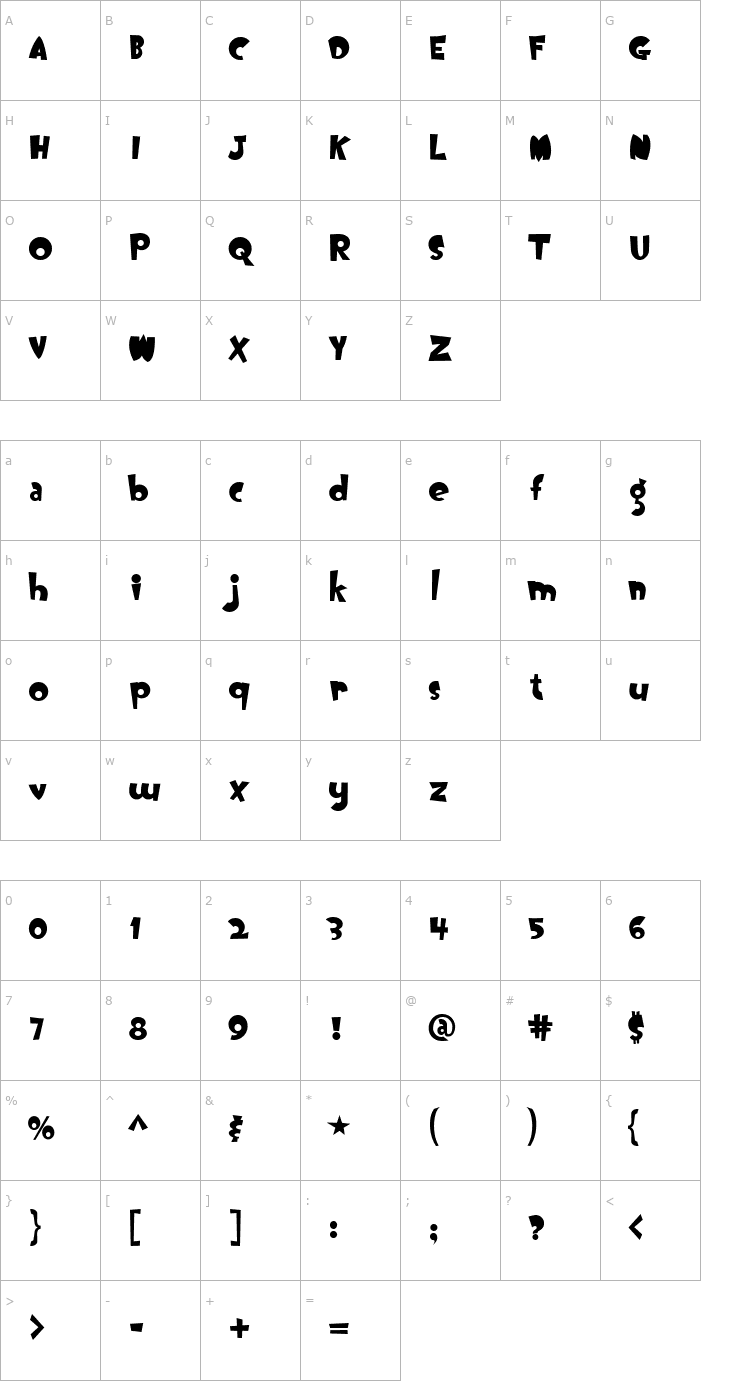 Character Map Oogie Boogie Font
