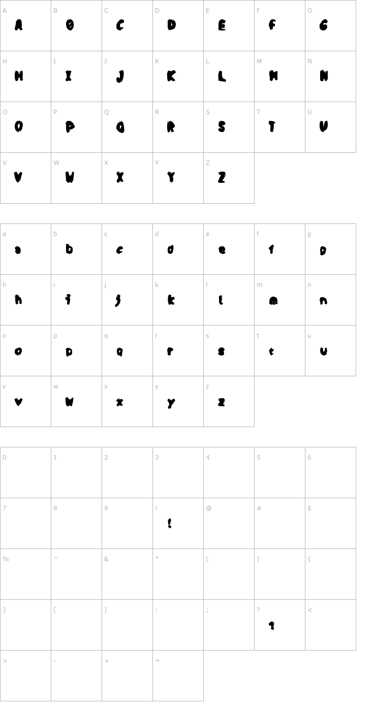 Character Map Opa Puk Font