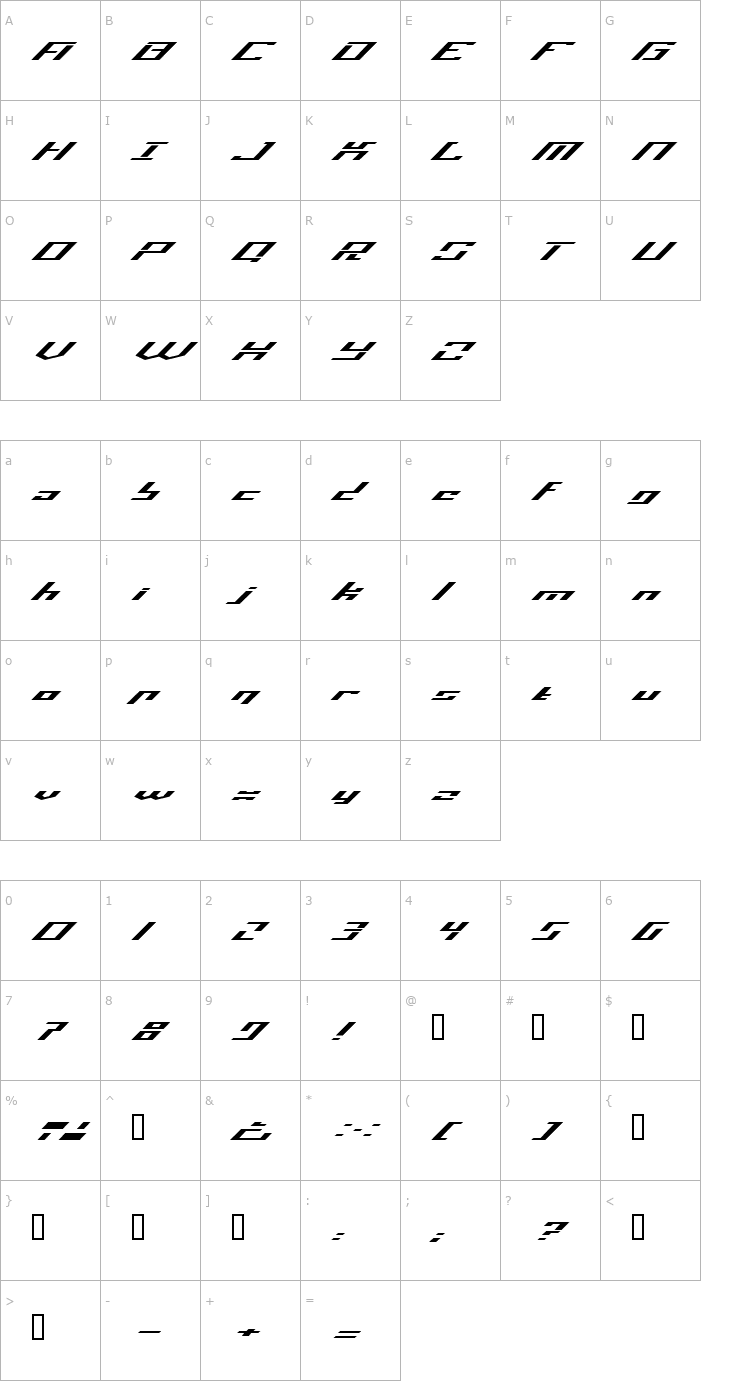 Character Map Operational Amplifier Font