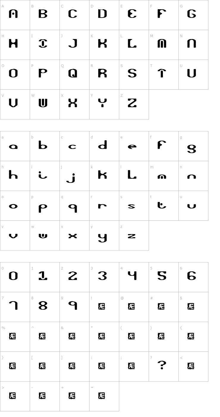 Character Map Opiated (BRK) Font
