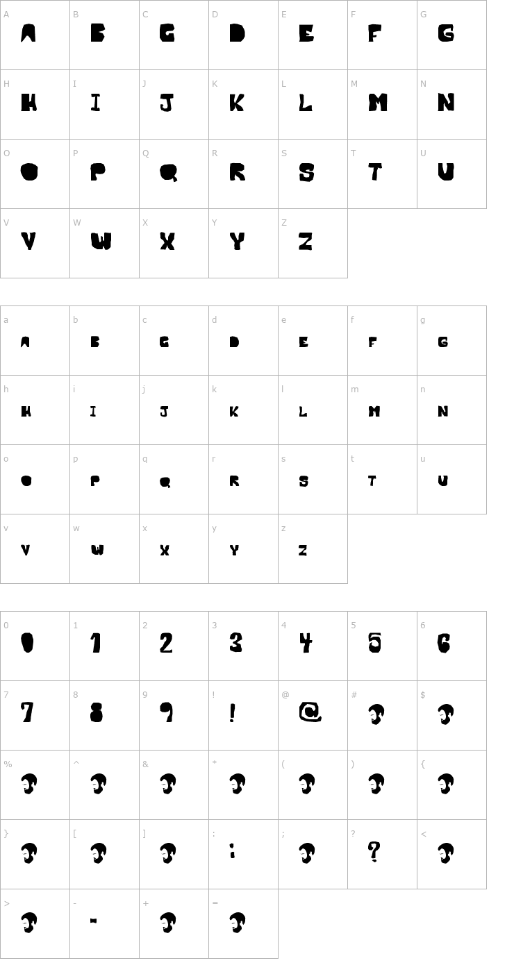 Character Map OPN Malatashito Font
