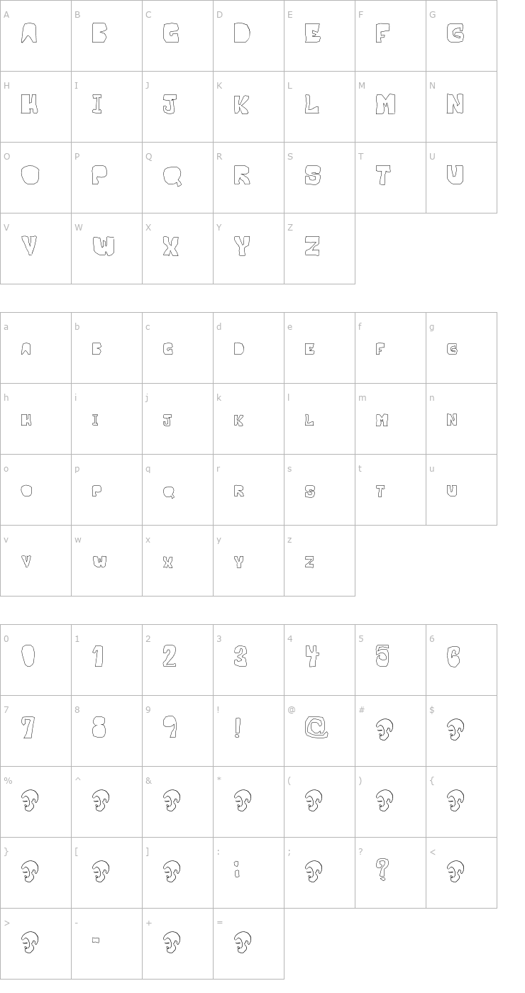 Character Map OPN Malatashito Naked Font