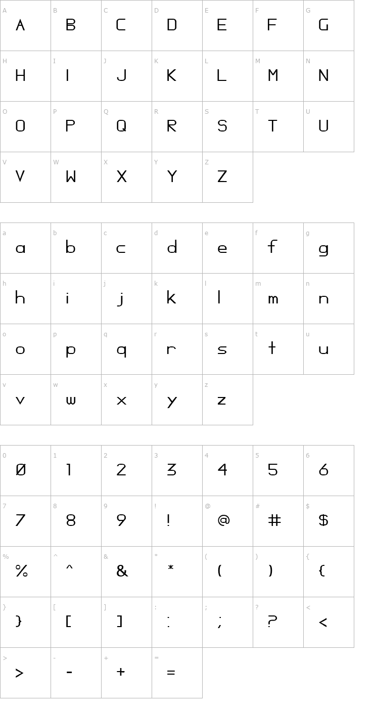 Character Map Opossum Font