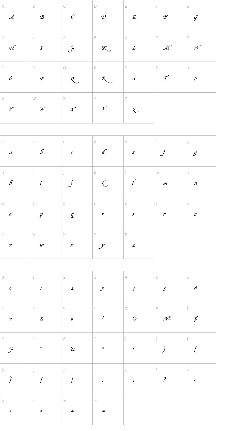 Character Map Opsmarckt Basic Font