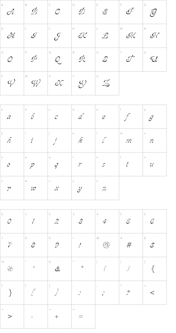Character Map OPTIAjax Font