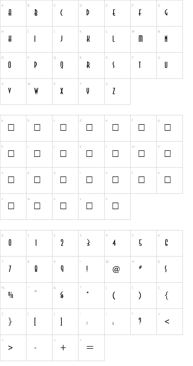Character Map OPTIAsian Font