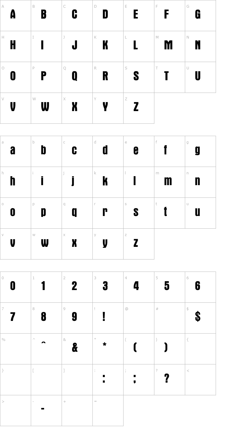 Character Map OPTIAuroraGroteskNine Font