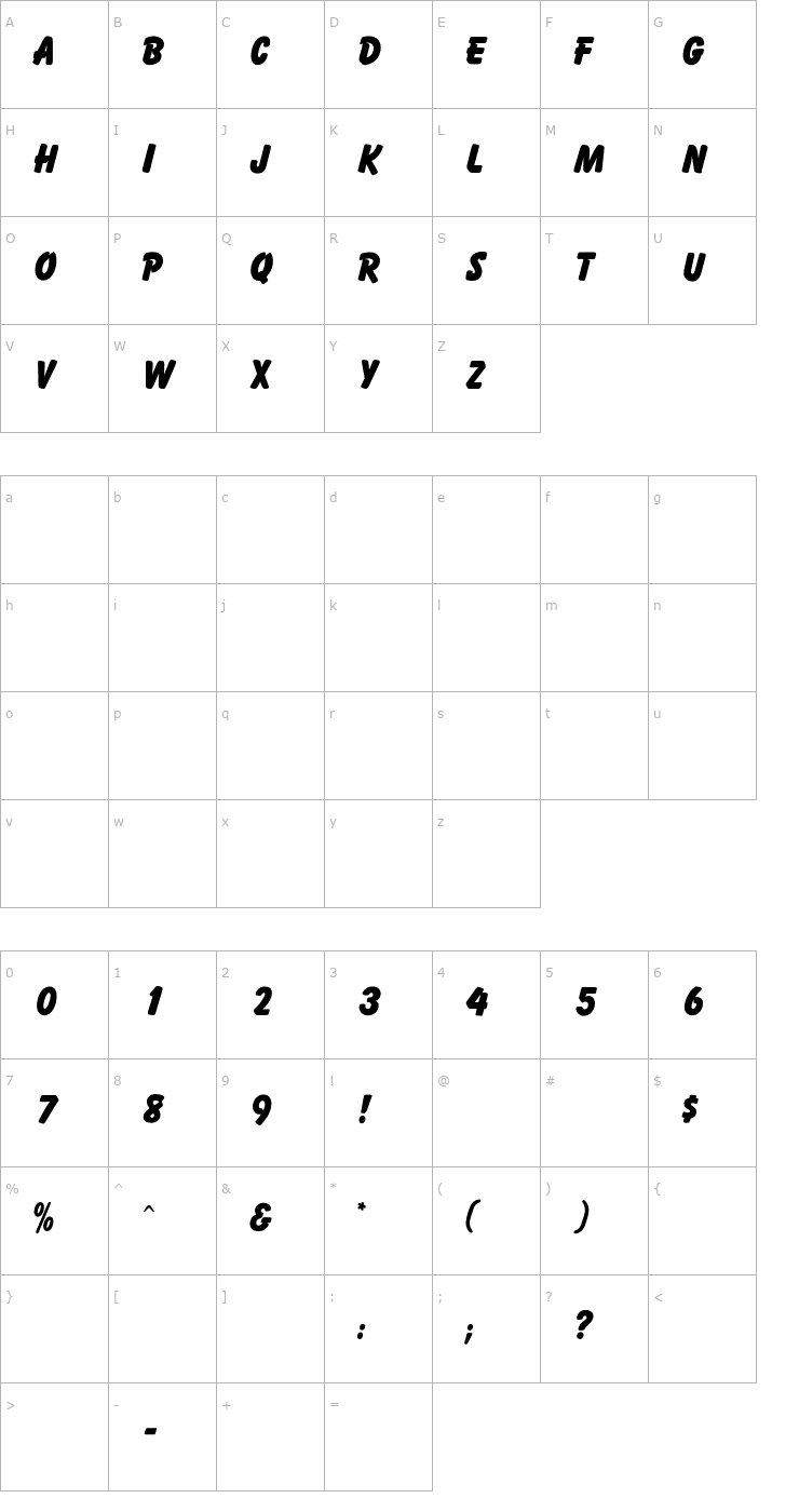 Character Map OPTIBalloonExtraBold Font