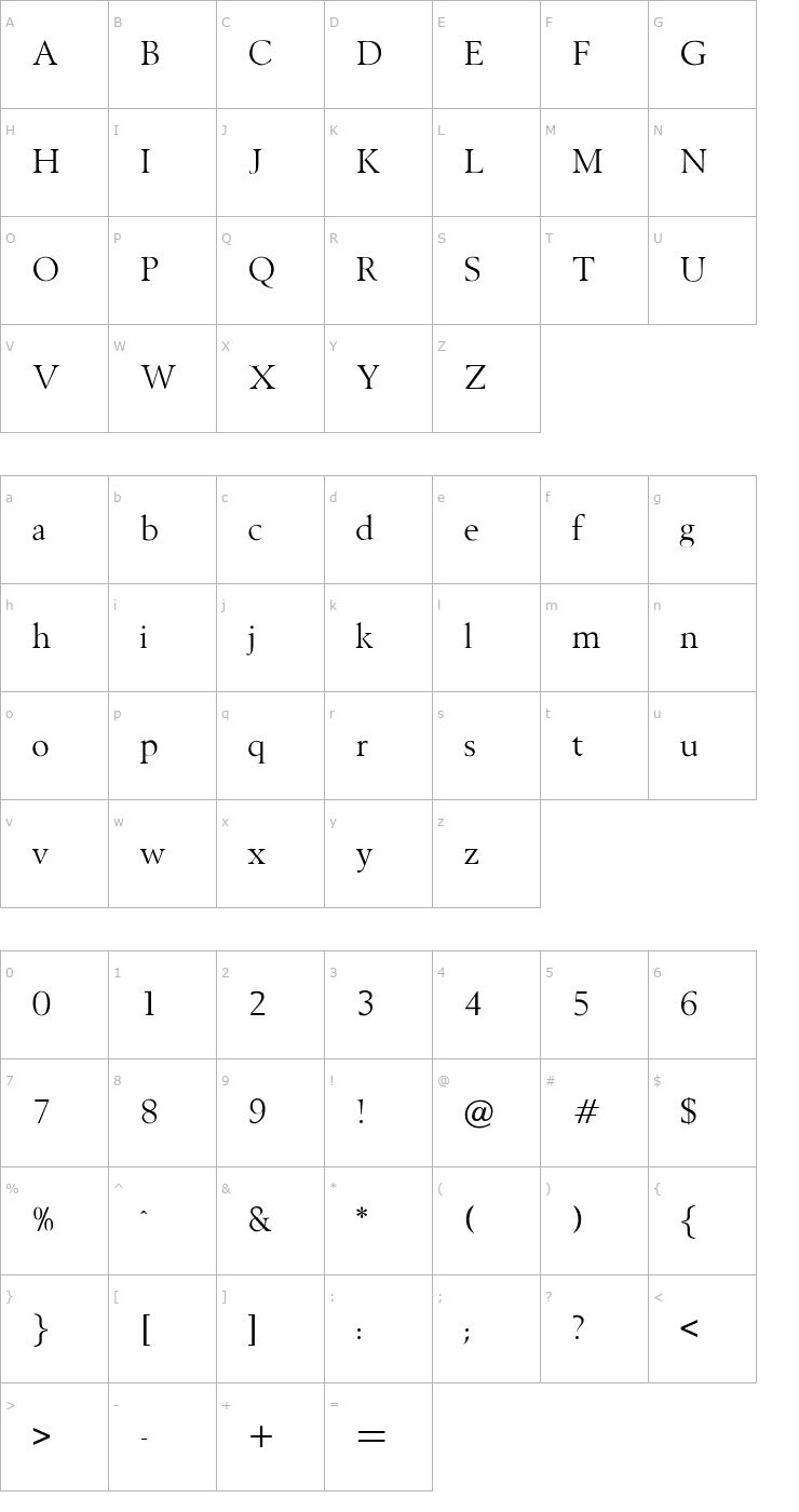Character Map OPTIBerling-Agency Font