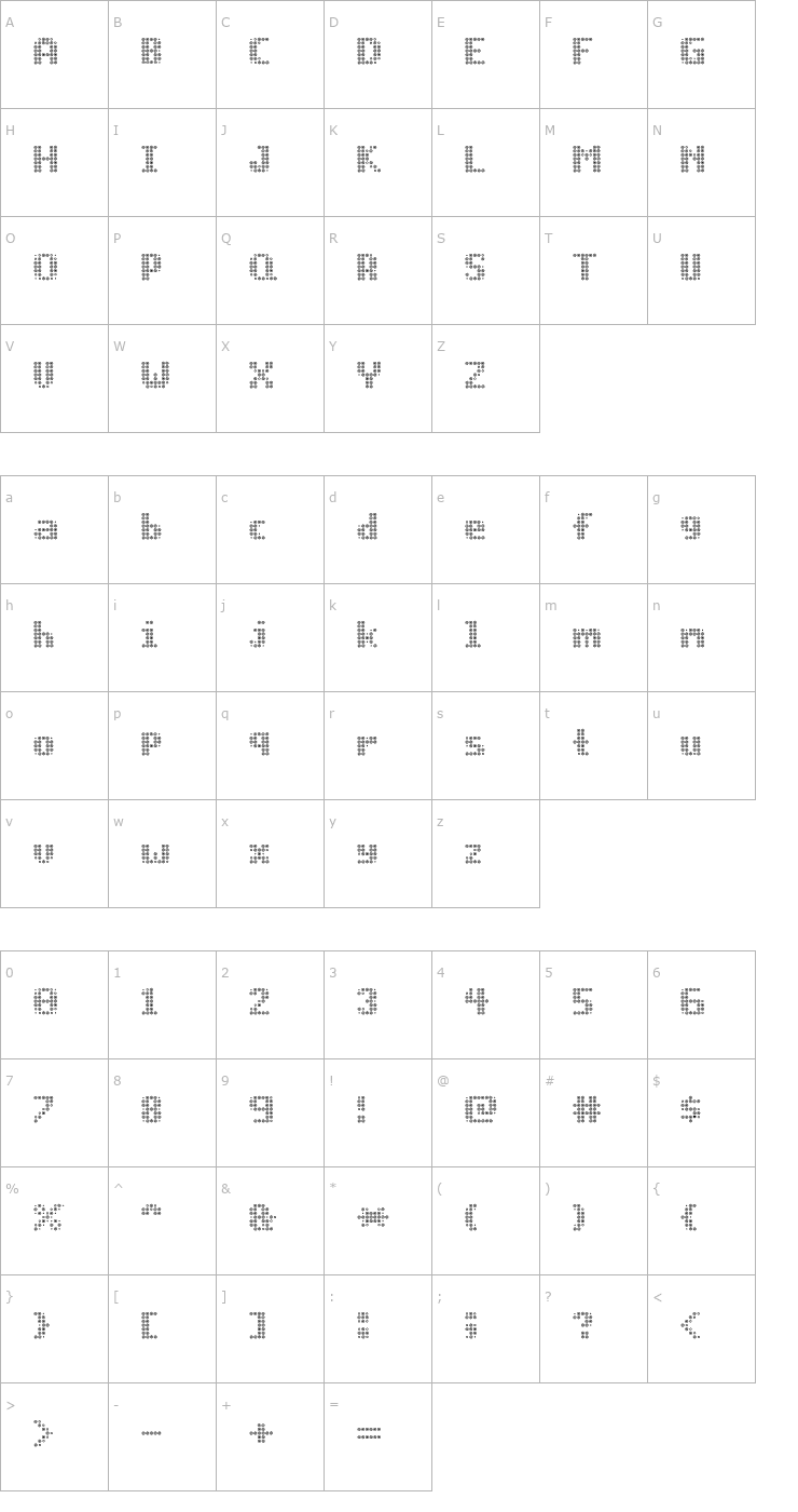 Character Map OPTIC.BOT Font