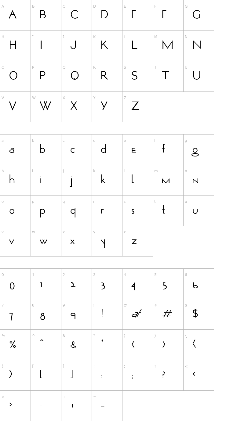 Character Map Opticon One Font
