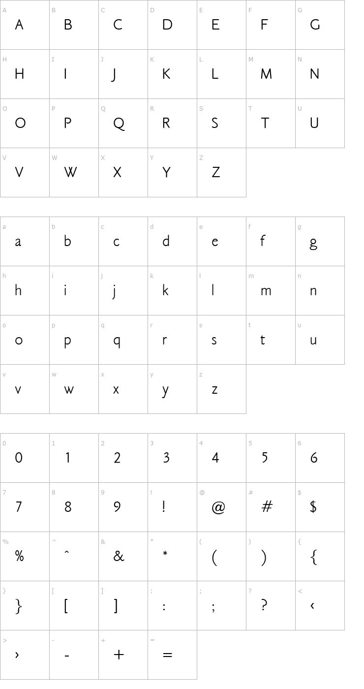 Character Map OPTICookeSans Font