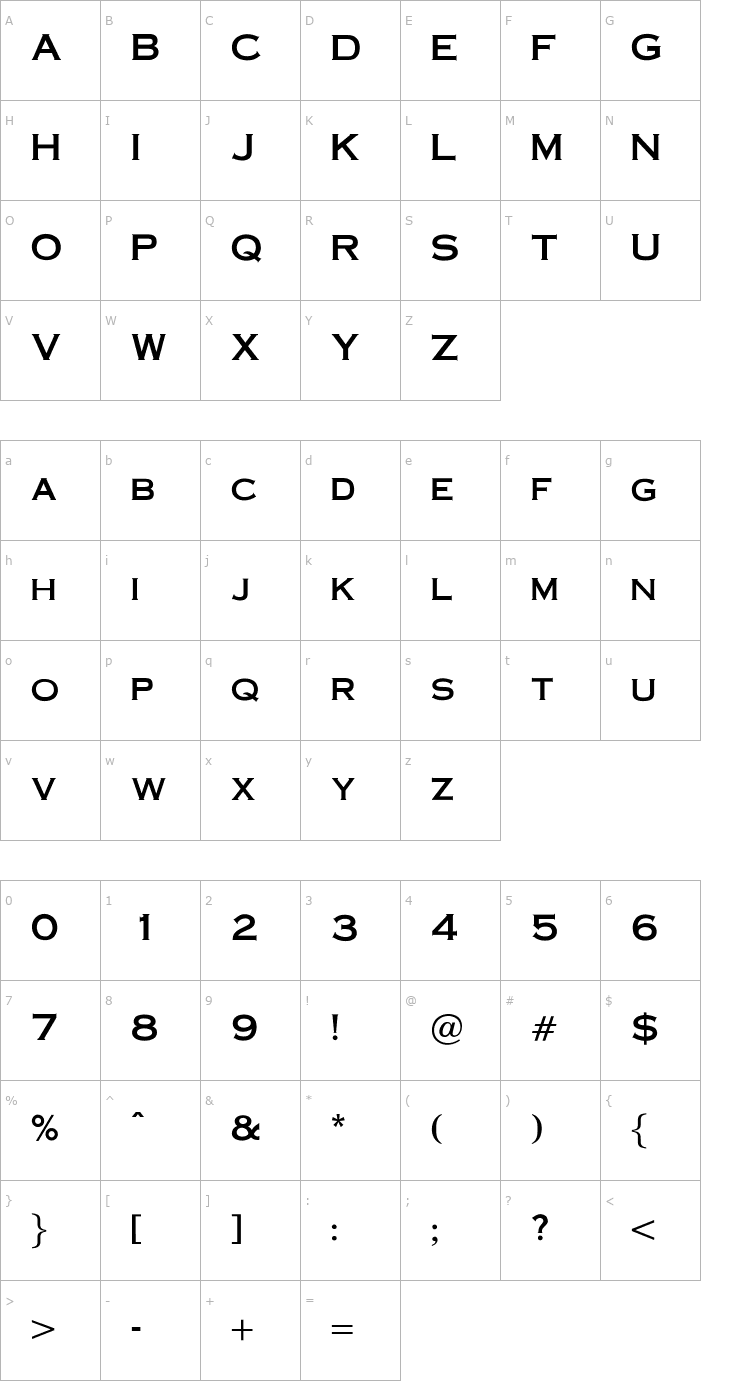 Character Map OPTICopperplate Font