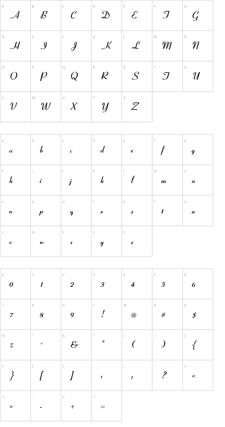 Character Map OPTICoyonetBold Font