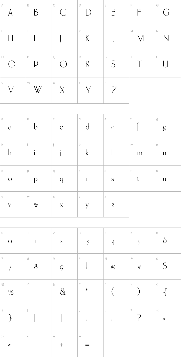 Character Map OPTICuento Font