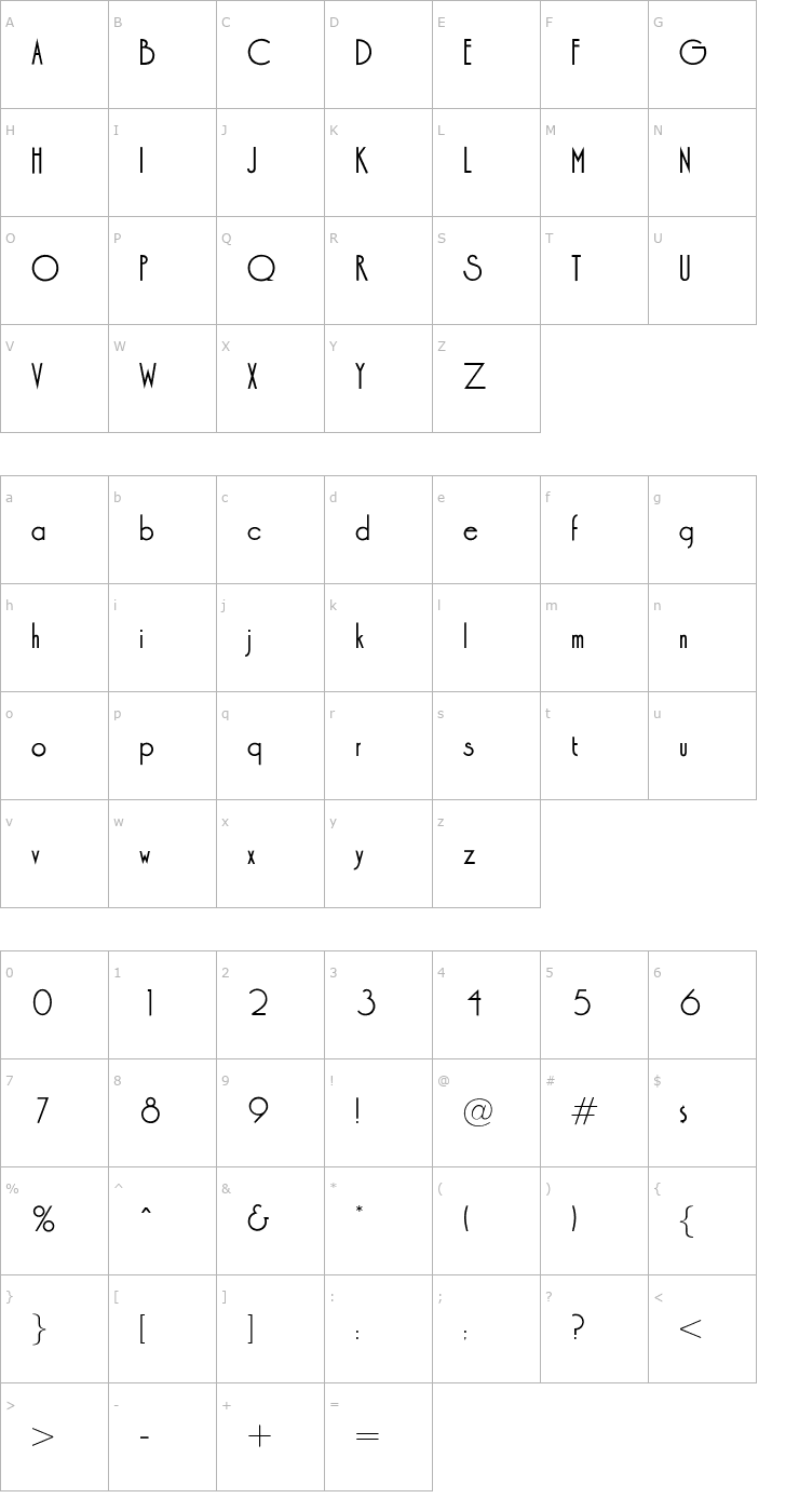 Character Map OPTIDesign-Medium Font