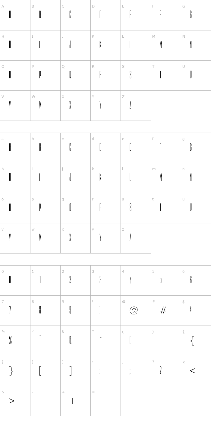 Character Map OPTIEmpirePro Font