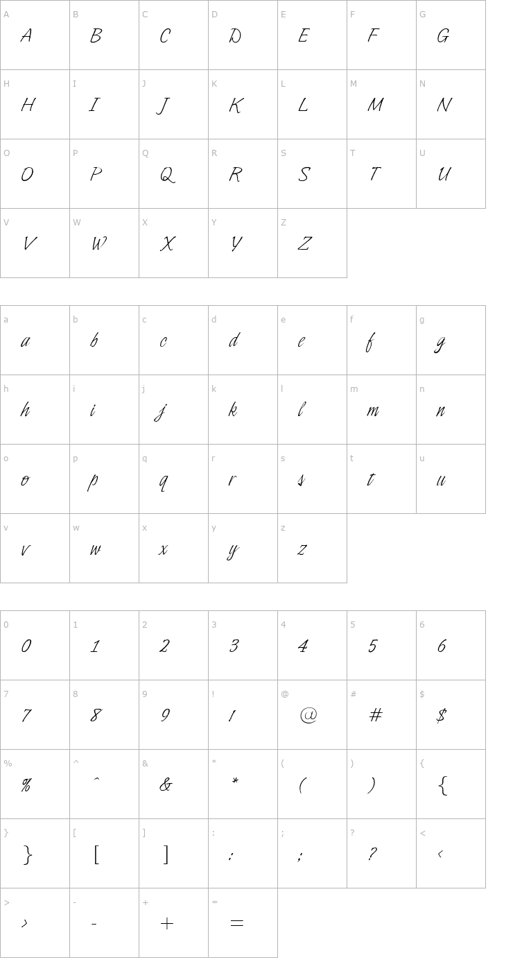Character Map OPTIIngramFive Font
