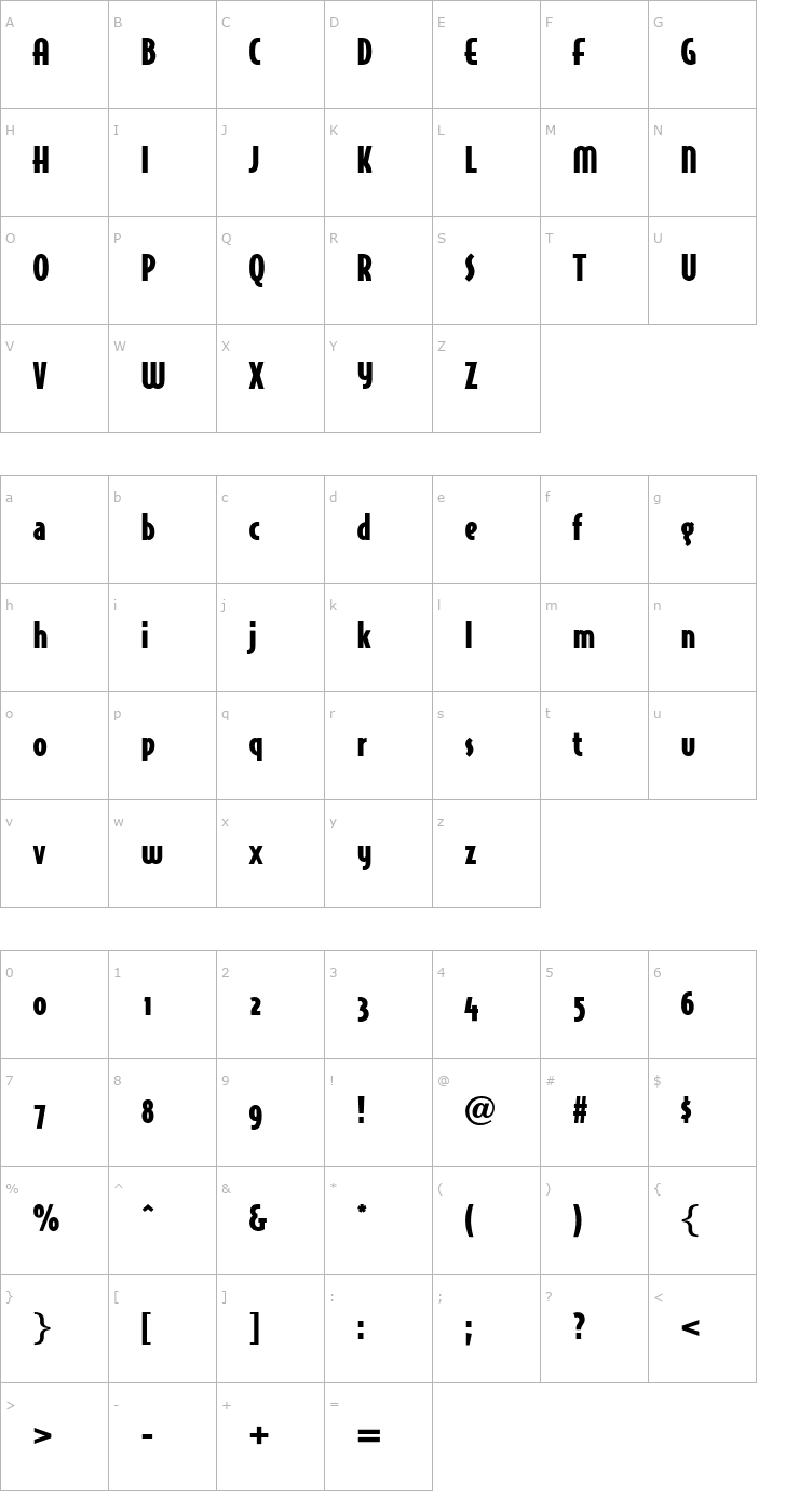 Character Map OPTIJake-AntiqueBlack Font
